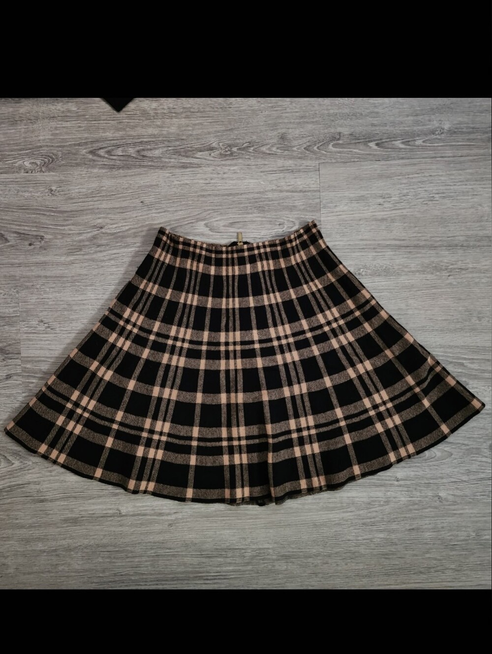 Black and Tan Plaid Skirt